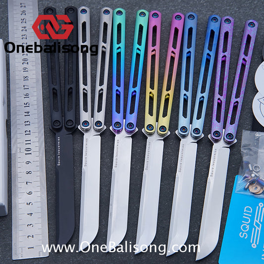 Blue River Titanium Tsunami Balisong Clone Steel Screw Tsunami V4 Titanium alloy handle VG10 blade Bushing