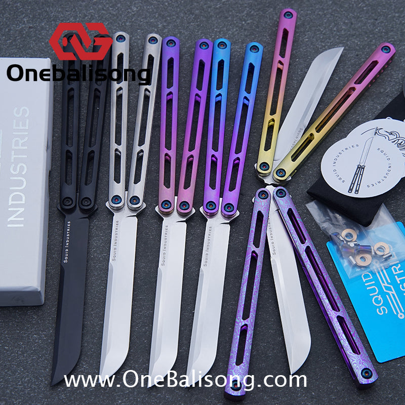 Blue River Titanium Tsunami Balisong Clone Steel Screw Tsunami V4 Titanium alloy handle VG10 blade Bushing