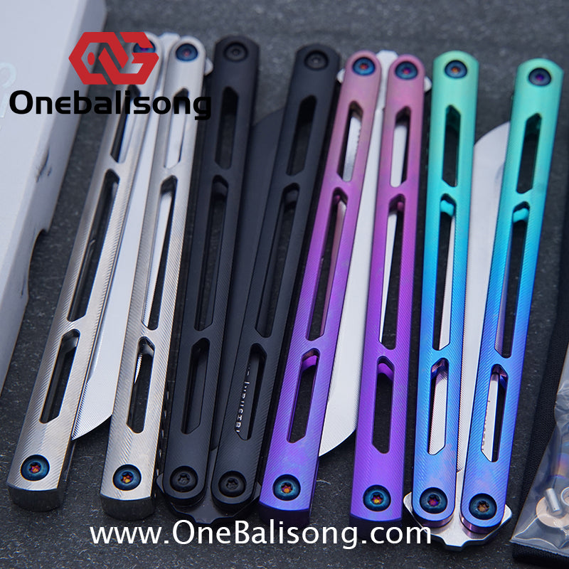 Blue River Titanium Tsunami Balisong Clone Steel Screw Tsunami V4 Titanium alloy handle VG10 blade Bushing