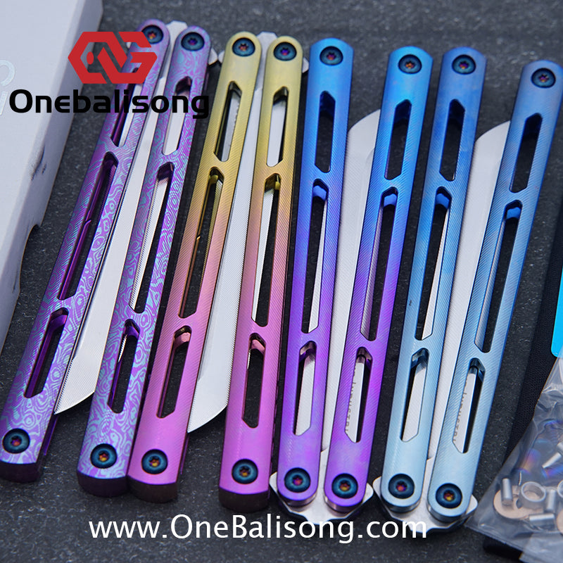 Blue River Titanium Tsunami Balisong Clone Steel Screw Tsunami V4 Titanium alloy handle VG10 blade Bushing