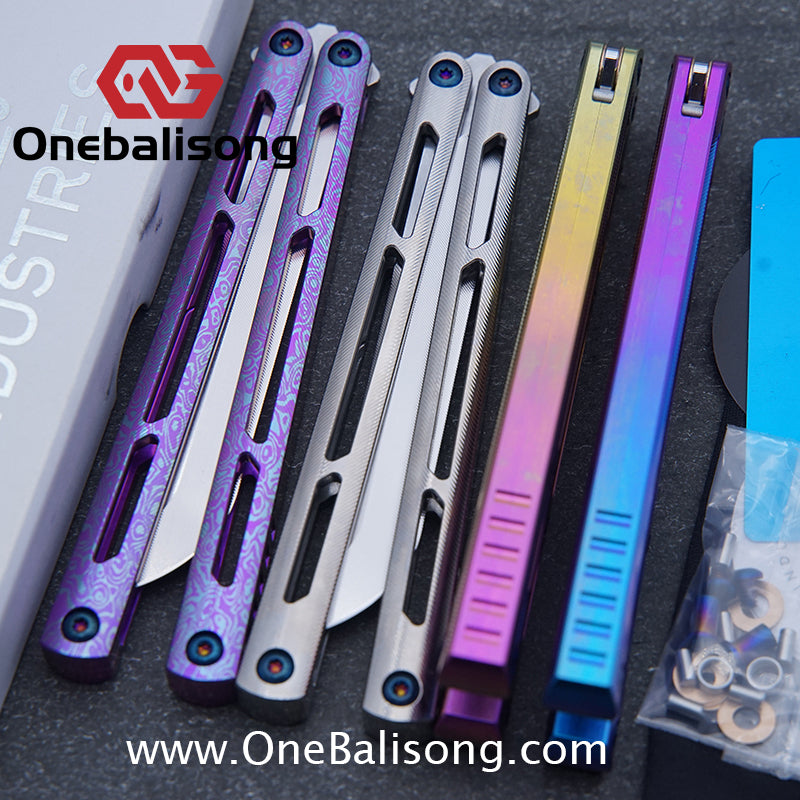 Blue River Titanium Tsunami Balisong Clone Steel Screw Tsunami V4 Titanium alloy handle VG10 blade Bushing