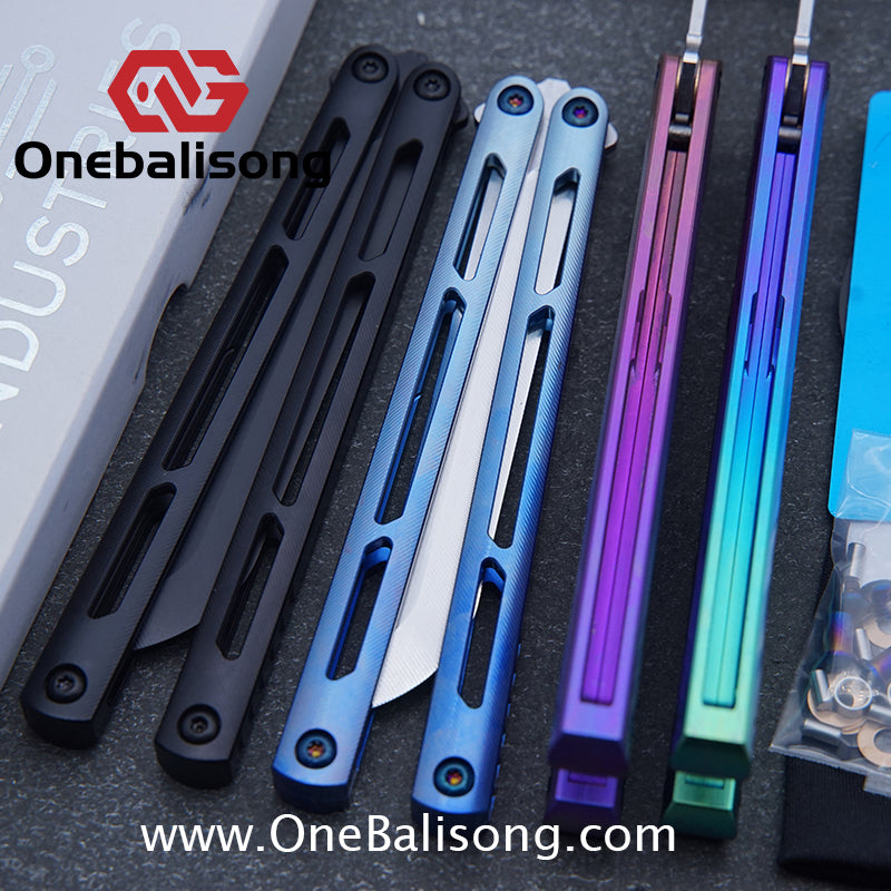 Blue River Titanium Tsunami Balisong Clone Steel Screw Tsunami V4 Titanium alloy handle VG10 blade Bushing