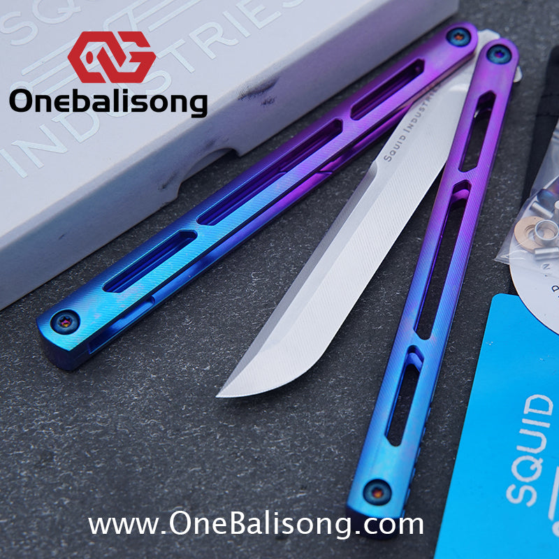 Blue River Titanium Tsunami Balisong Clone Steel Screw Tsunami V4 Titanium alloy handle VG10 blade Bushing