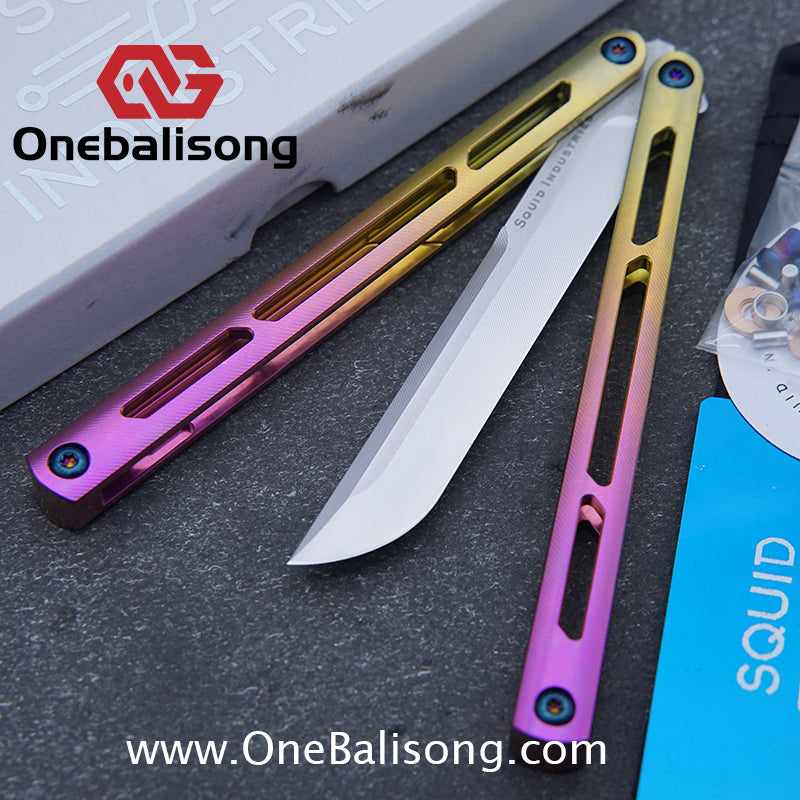 Blue River Titanium Tsunami Balisong Clone Steel Screw Tsunami V4 Titanium alloy handle VG10 blade Bushing
