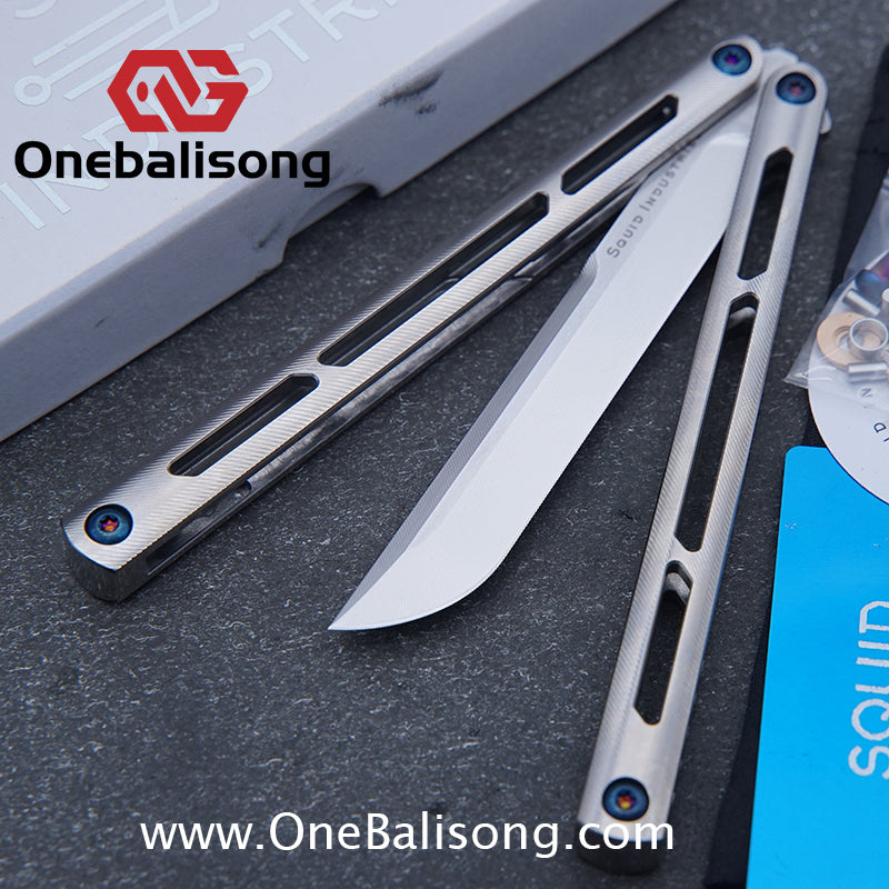 Blue River Titanium Tsunami Balisong Clone Steel Screw Tsunami V4 Titanium alloy handle VG10 blade Bushing