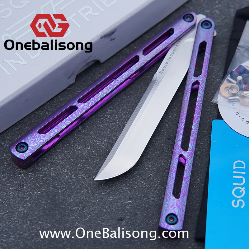 Blue River Titanium Tsunami Balisong Clone Steel Screw Tsunami V4 Titanium alloy handle VG10 blade Bushing