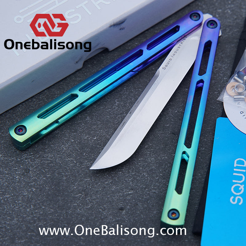 Blue River Titanium Tsunami Balisong Clone Steel Screw Tsunami V4 Titanium alloy handle VG10 blade Bushing