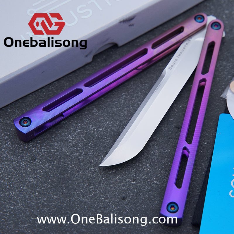 Blue River Titanium Tsunami Balisong Clone Steel Screw Tsunami V4 Titanium alloy handle VG10 blade Bushing
