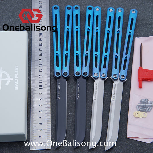 Baliplus Tsunami V4 Ice Crystal Titanium Balisong Clone TC4 Titanium Alloy Handle VG10 blade Bushing