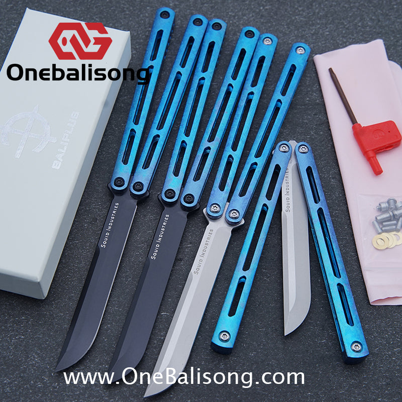 Baliplus Tsunami V4 Ice Crystal Titanium Balisong Clone TC4 Titanium Alloy Handle VG10 blade Bushing