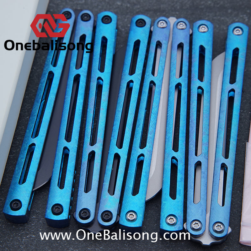 Baliplus Tsunami V4 Ice Crystal Titanium Balisong Clone TC4 Titanium Alloy Handle VG10 blade Bushing