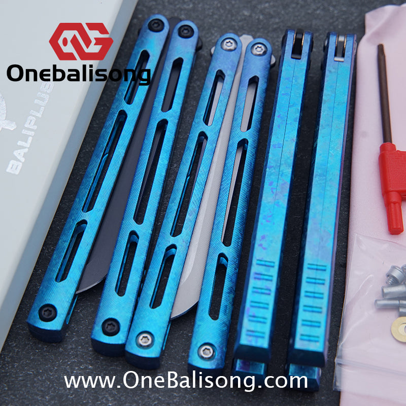 Baliplus Tsunami V4 Ice Crystal Titanium Balisong Clone TC4 Titanium Alloy Handle VG10 blade Bushing