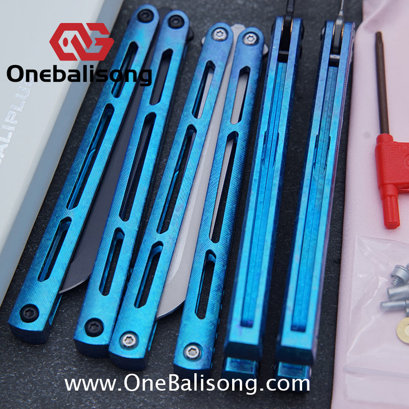 Baliplus Tsunami V4 Ice Crystal Titanium Balisong Clone TC4 Titanium Alloy Handle VG10 blade Bushing