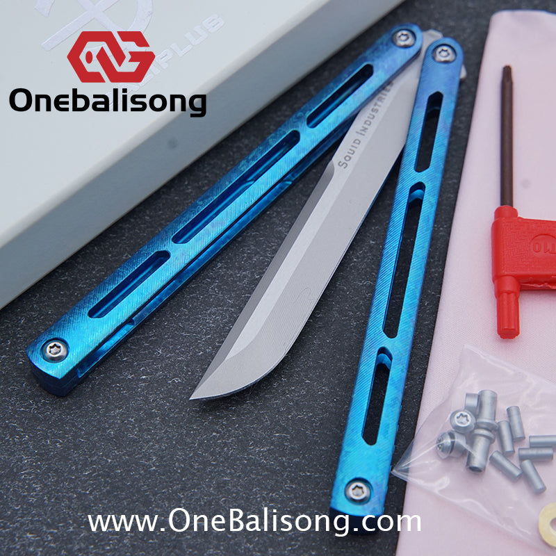 Baliplus Tsunami V4 Ice Crystal Titanium Balisong Clone TC4 Titanium Alloy Handle VG10 blade Bushing