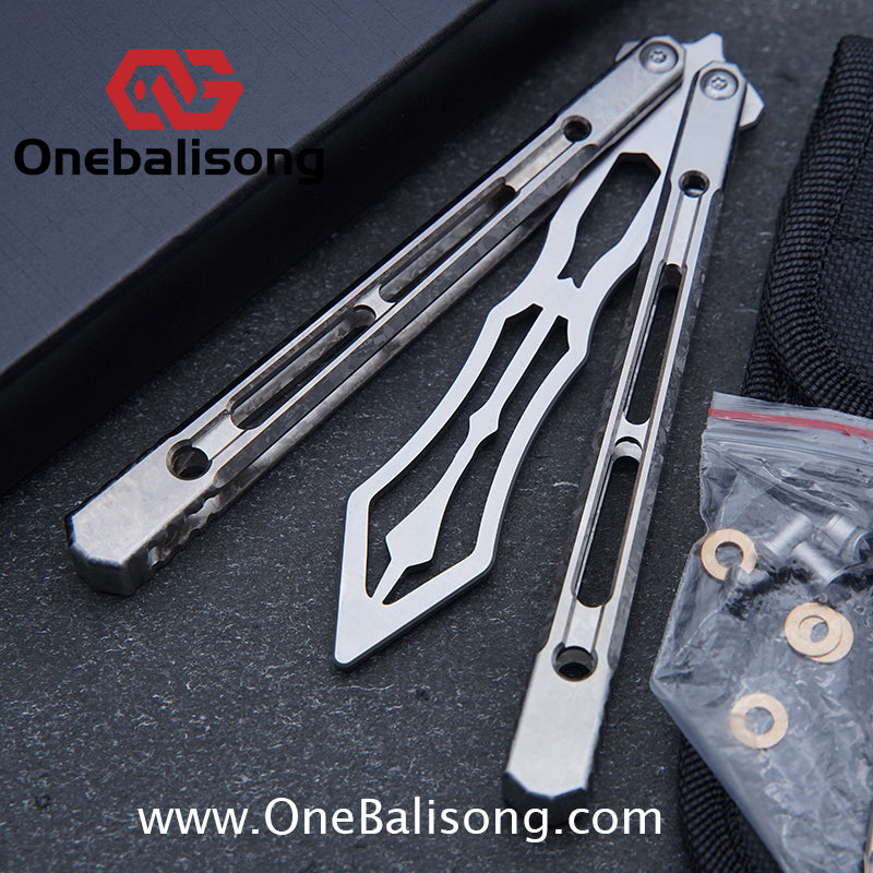 THEONE Reaper/Blackbird Balisong Clone TC4 Titanium Alloy Handle Stainless Steel Blade One-piece structure Bushing
