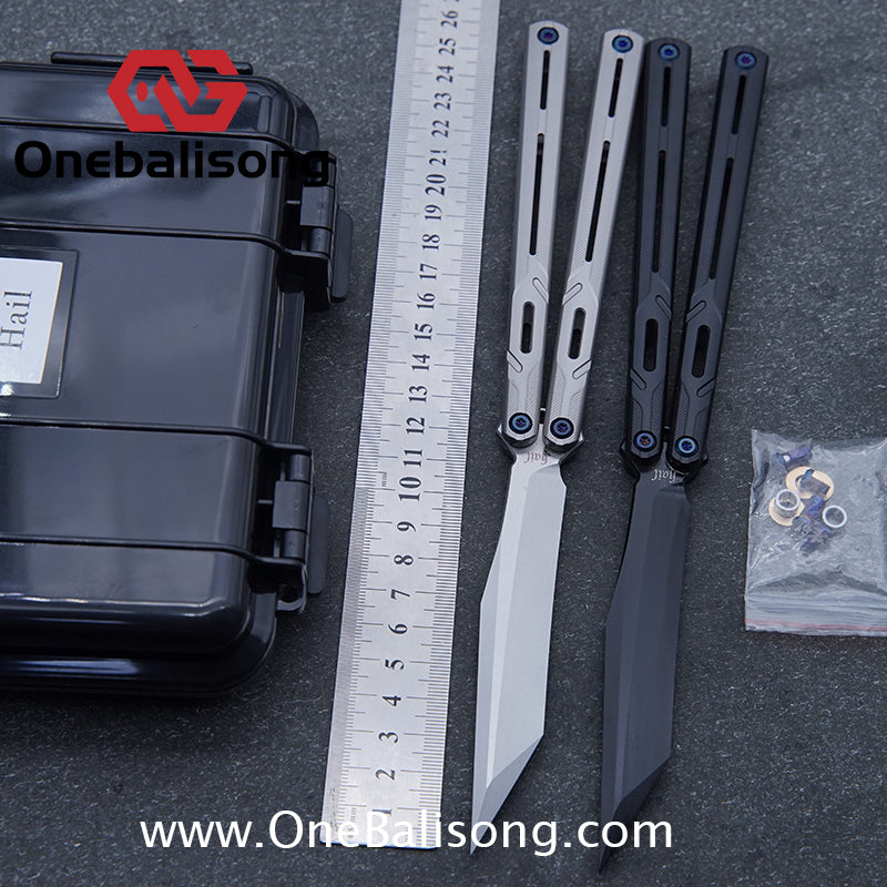 H-air Titanium Knicks Balisong Seven Series Titanium Alloy Handle Stainless Steel Blade Bushings
