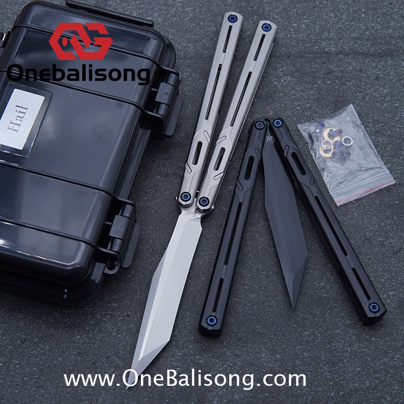 H-air Titanium Knicks Balisong Seven Series Titanium Alloy Handle Stainless Steel Blade Bushings