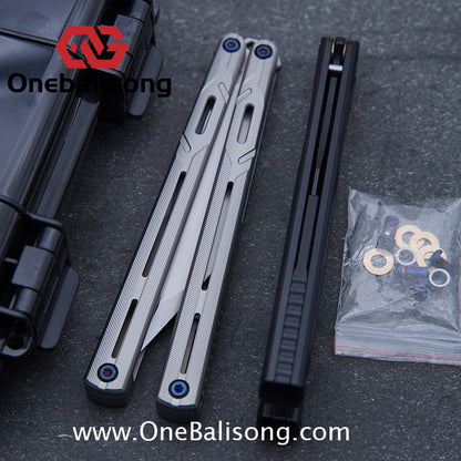 H-air Titanium Knicks Balisong Seven Series Titanium Alloy Handle Stainless Steel Blade Bushings