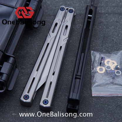 H-air Titanium Knicks Balisong Seven Series Titanium Alloy Handle Stainless Steel Blade Bushings