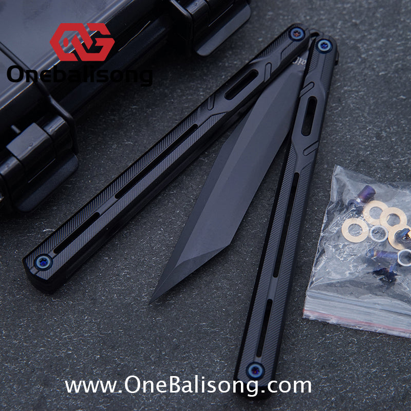 H-air Titanium Knicks Balisong Seven Series Titanium Alloy Handle Stainless Steel Blade Bushings