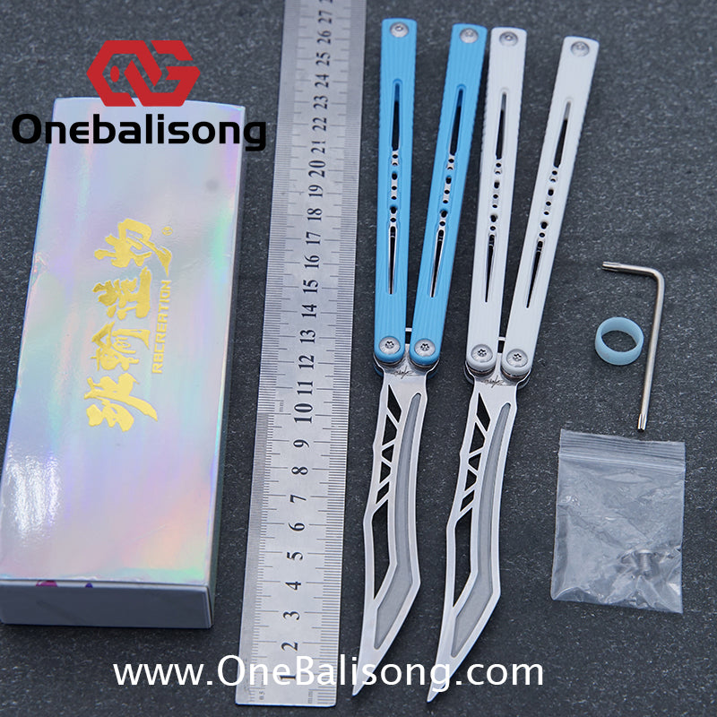 Banshu Creation Laser Original Balisong ABS Plastic Scales+Steel Lining Handle 440c Stainless Steel Blade Bushings