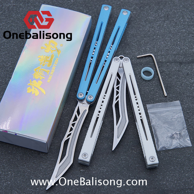 Banshu Creation Laser Original Balisong ABS Plastic Scales+Steel Lining Handle 440c Stainless Steel Blade Bushings