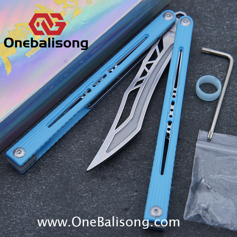 Banshu Creation Laser Original Balisong ABS Plastic Scales+Steel Lining Handle 440c Stainless Steel Blade Bushings