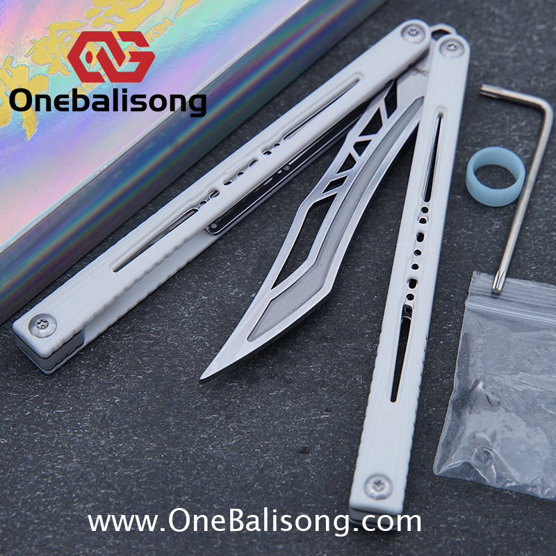 Banshu Creation Laser Original Balisong ABS Plastic Scales+Steel Lining Handle 440c Stainless Steel Blade Bushings