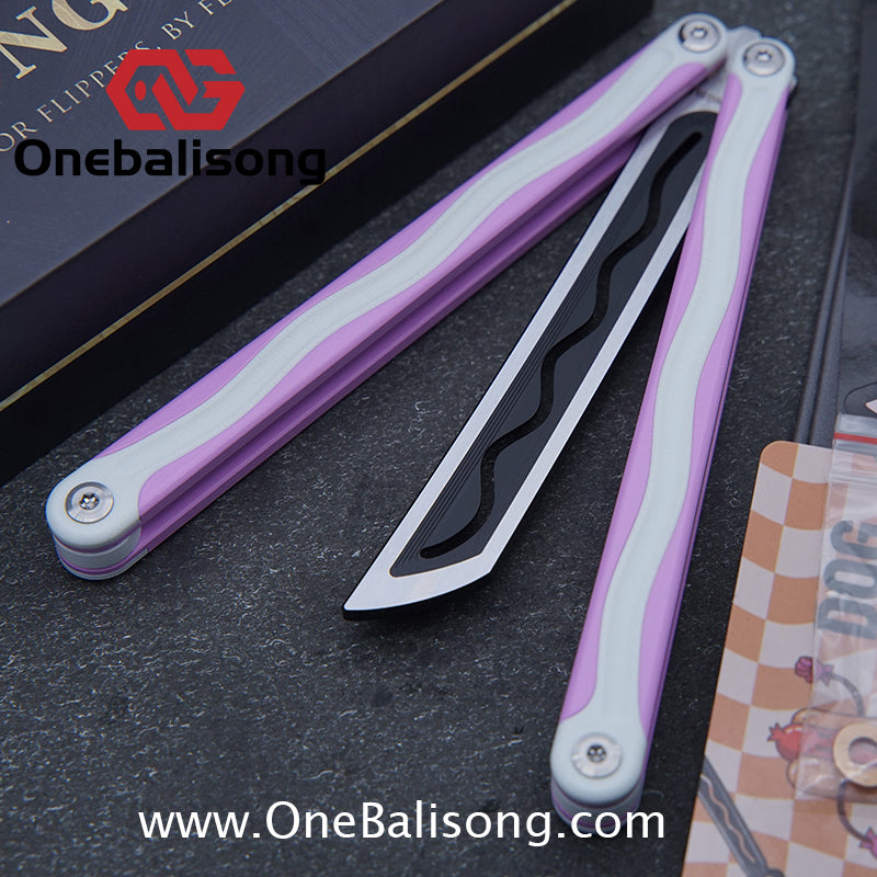 TITUS LONGSLIP Hot Dog Original Balisong 7075 Aviation Aluminum+G10 Patch Handle 14C28N Stainless Steel Blade Bushing