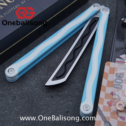 TITUS LONGSLIP Hot Dog Original Balisong 7075 Aviation Aluminum+G10 Patch Handle 14C28N Stainless Steel Blade Bushing
