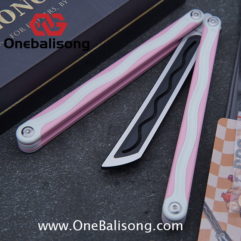 TITUS LONGSLIP Hot Dog Original Balisong 7075 Aviation Aluminum+G10 Patch Handle 14C28N Stainless Steel Blade Bushing