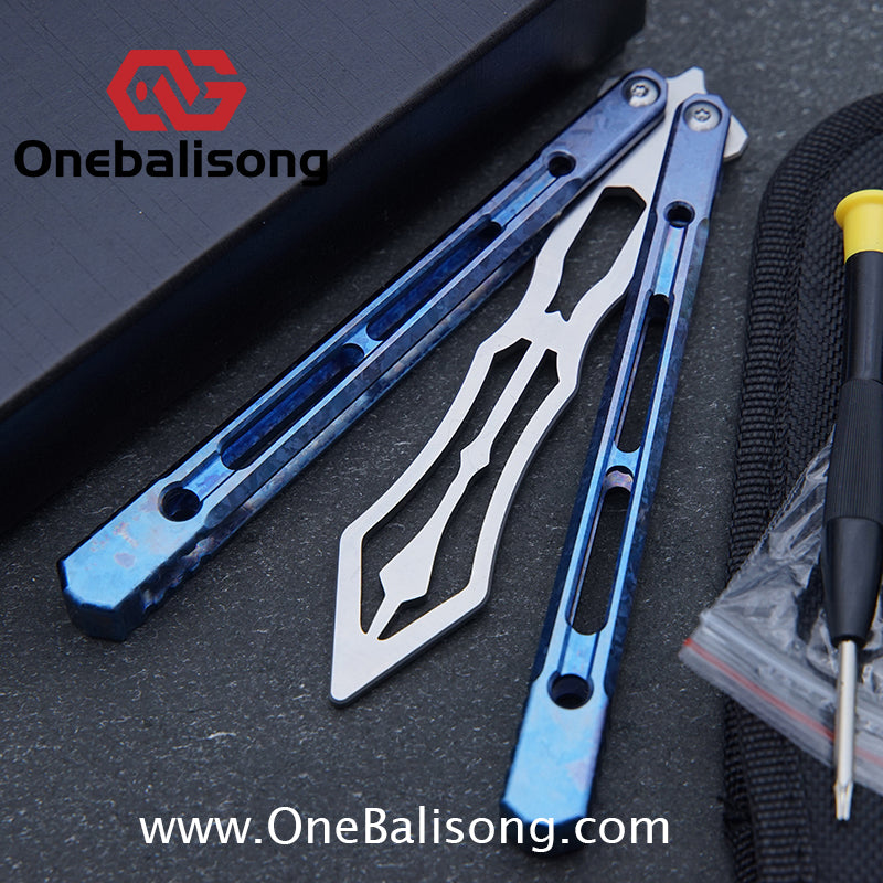 THEONE Reaper/Blackbird Balisong Clone TC4 Titanium Alloy Handle Stainless Steel Blade One-piece structure Bushing