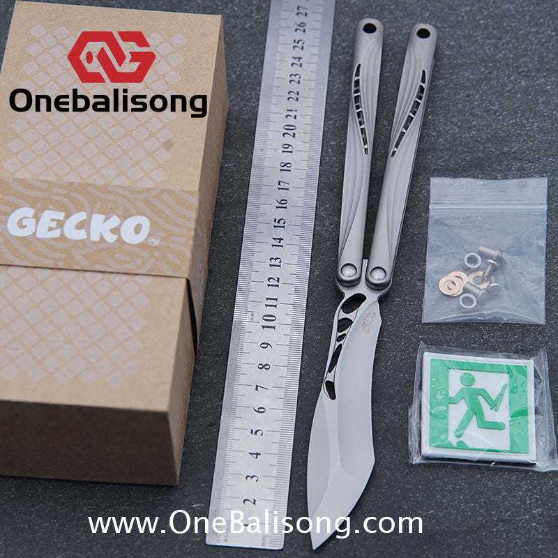 Gecko Pulse Original Balisong Titanium Alloy Handle  Stainless Steel Blade Bushing