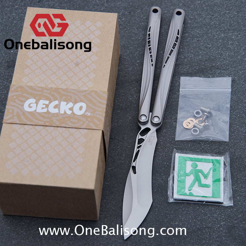 Gecko Pulse Original Balisong Titanium Alloy Handle  Stainless Steel Blade Bushing