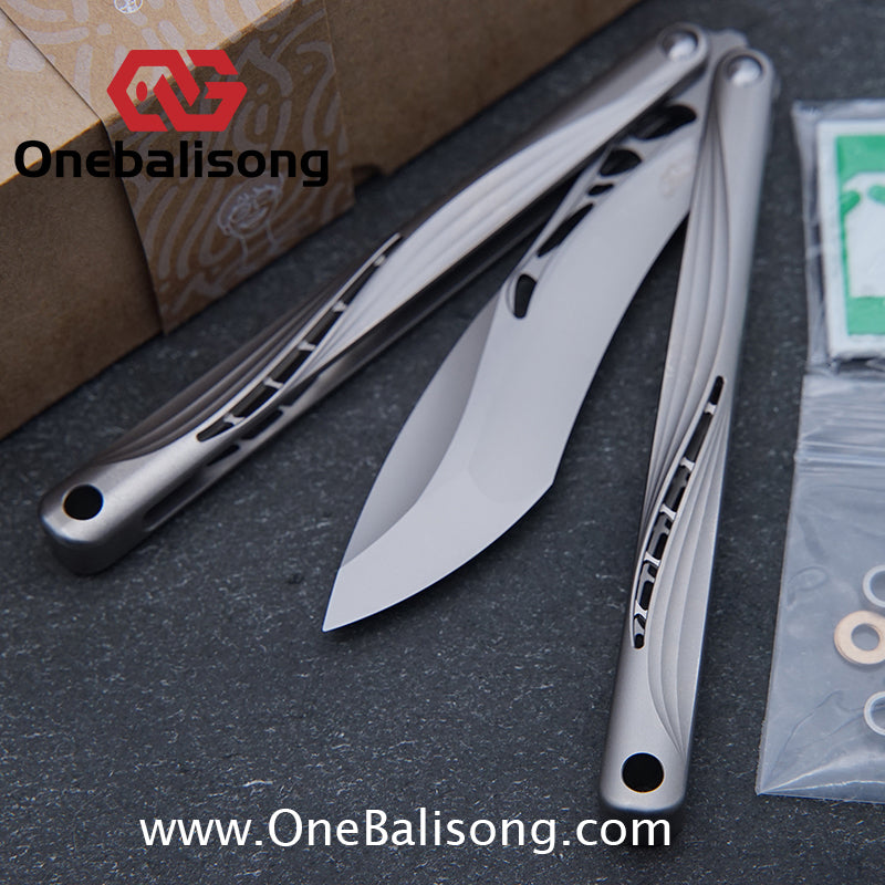 Gecko Pulse Original Balisong Titanium Alloy Handle  Stainless Steel Blade Bushing