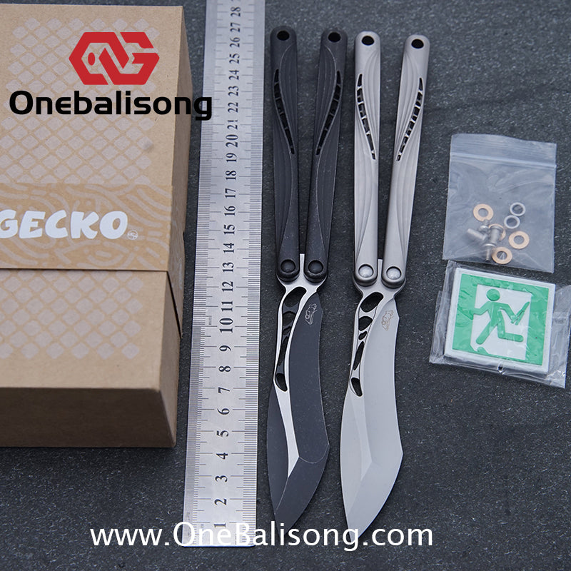 Gecko Pulse Original Balisong Titanium Alloy Handle  Stainless Steel Blade Bushing