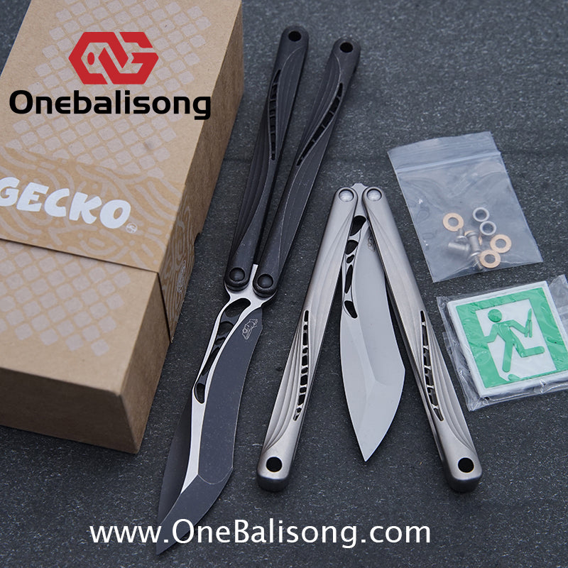 Gecko Pulse Original Balisong Titanium Alloy Handle  Stainless Steel Blade Bushing