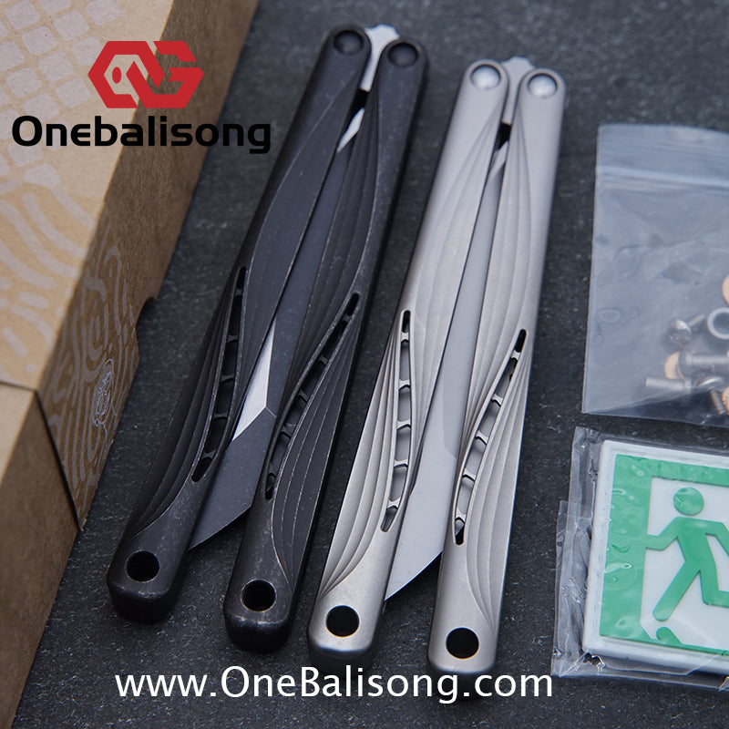 Gecko Pulse Original Balisong Titanium Alloy Handle  Stainless Steel Blade Bushing