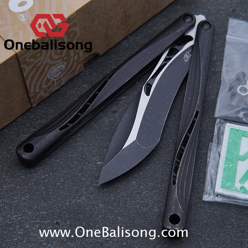 Gecko Pulse Original Balisong Titanium Alloy Handle  Stainless Steel Blade Bushing
