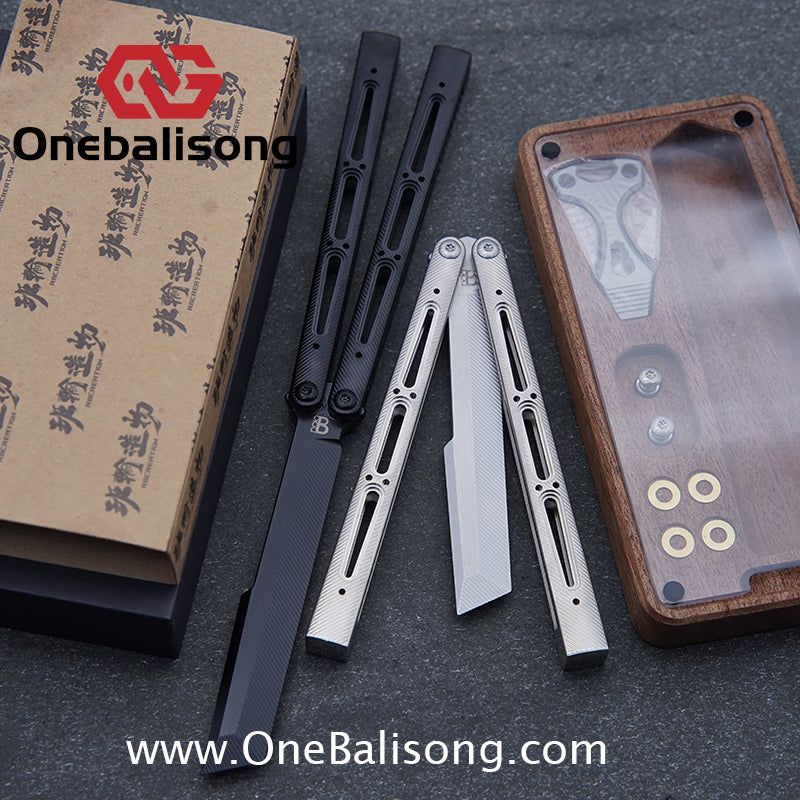 Banshu Creation Chioni Balisong Titanium Alloy Handle Stainless Steel Blade Bushings