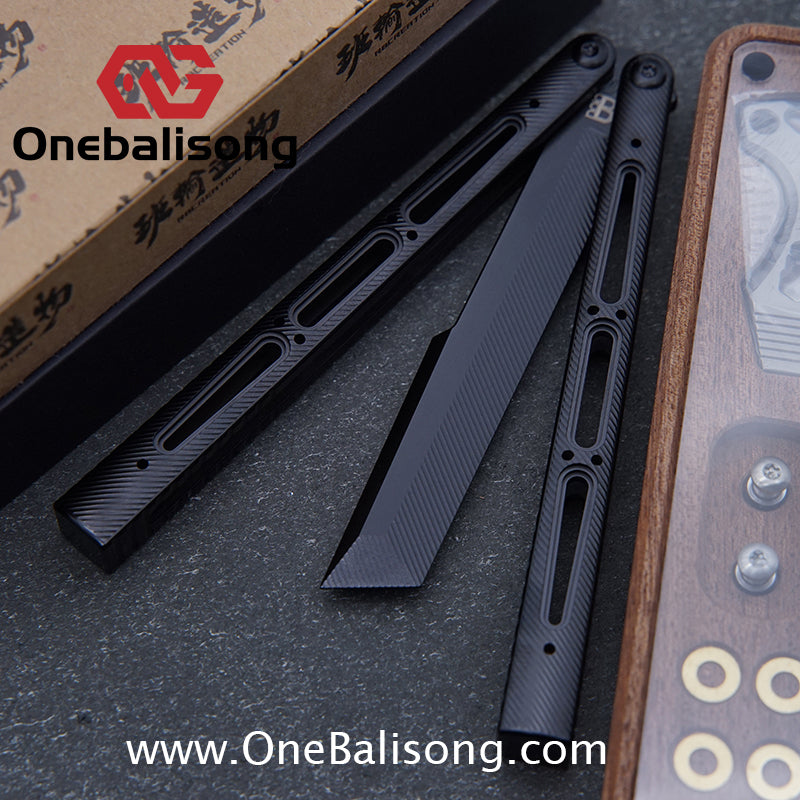 Banshu Creation Chioni Balisong Titanium Alloy Handle Stainless Steel Blade Bushings