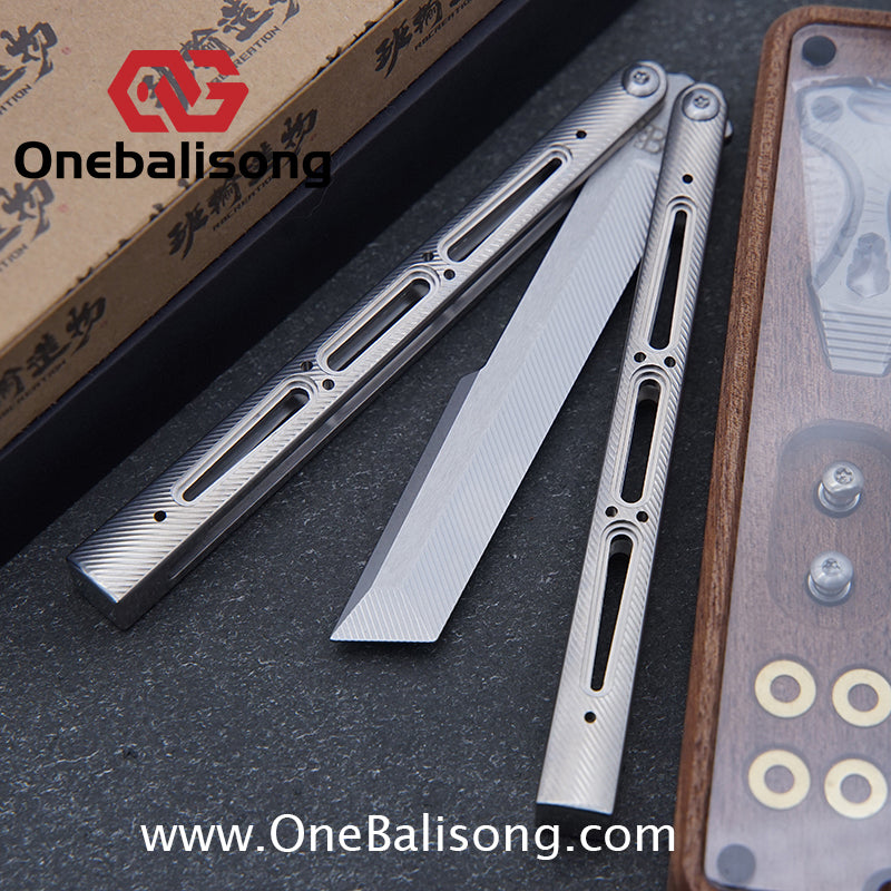Banshu Creation Chioni Balisong Titanium Alloy Handle Stainless Steel Blade Bushings