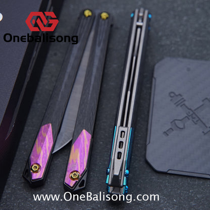 To Follow Crisis Balisong Titanium-6AI-4V Handle M390 Stainless Steel Blade Bushing
