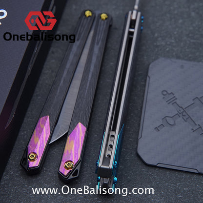 To Follow Crisis Balisong Titanium-6AI-4V Handle M390 Stainless Steel Blade Bushing