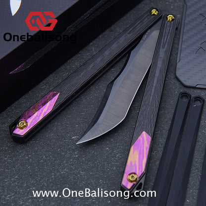To Follow Crisis Balisong Titanium-6AI-4V Handle M390 Stainless Steel Blade Bushing