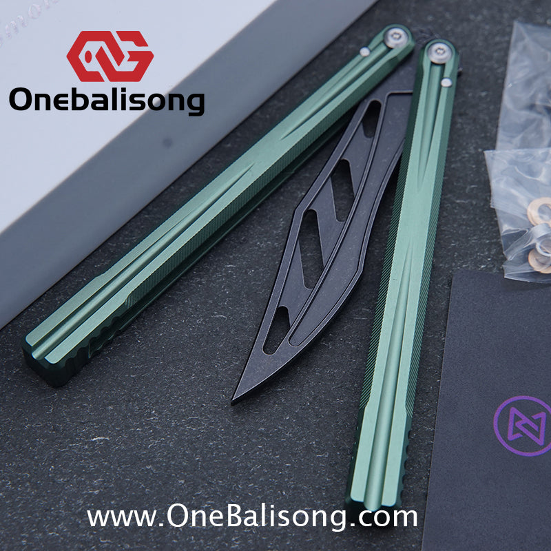 Purple Smoke The Tiger Balisong 7075 Aluminum Alloy Handle 440c Stainless Steel Trainer Blade Bushing