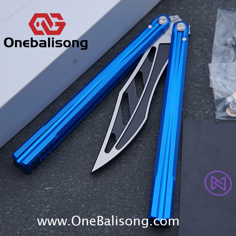 Purple Smoke The Tiger Balisong 7075 Aluminum Alloy Handle 440c Stainless Steel Trainer Blade Bushing
