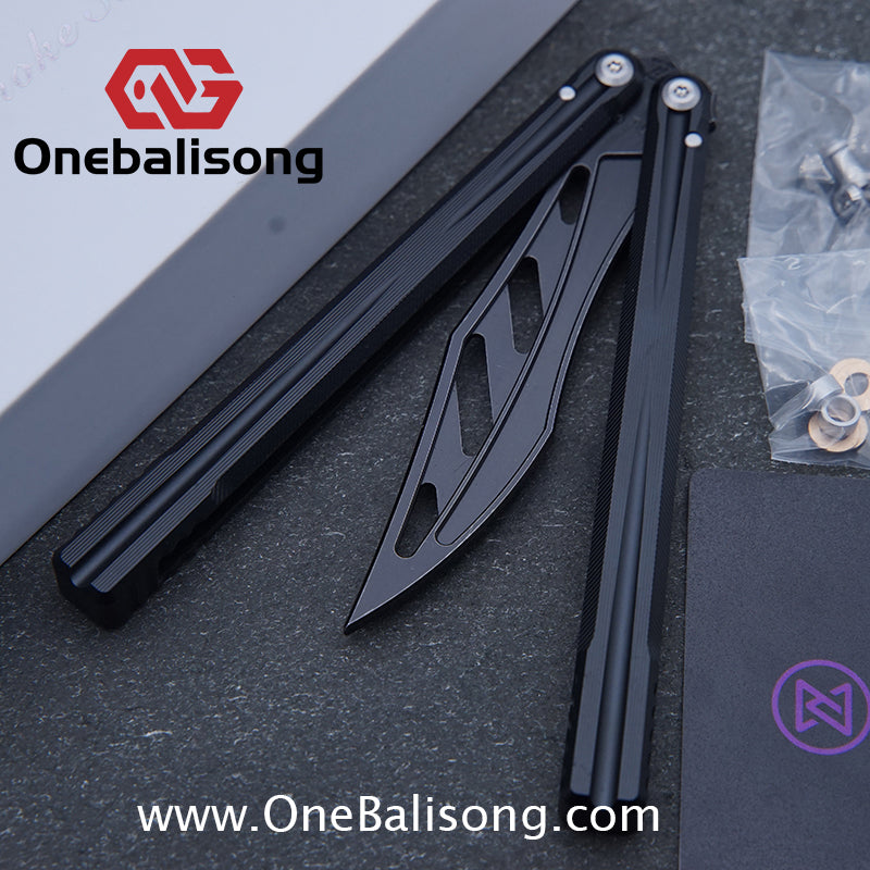 Purple Smoke The Tiger Balisong 7075 Aluminum Alloy Handle 440c Stainless Steel Trainer Blade Bushing