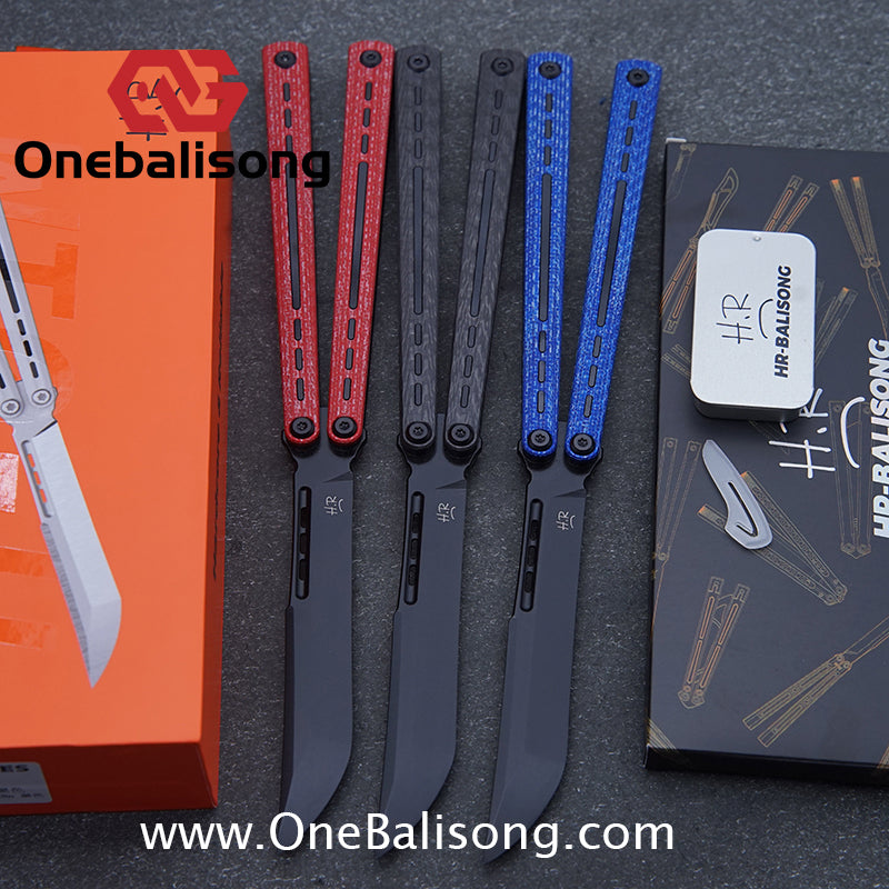 HR H01M Balisong 7075 Aluminium Alloy Integrated lining+Patch Handle 14c28n Stainless Steel Blade Bushing
