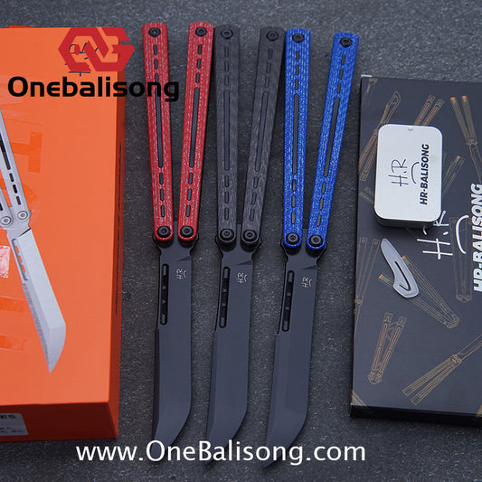 HR H01M Balisong 7075 Aluminium Alloy Integrated lining+Patch Handle 14c28n Stainless Steel Blade Bushing
